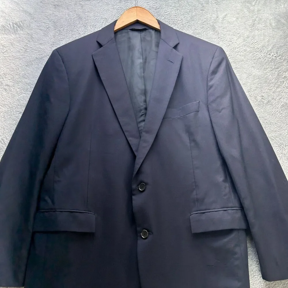 Brooks Brothers Wool Suit Jacket Mens 44R Navy 2 Button Italian Fabric Office